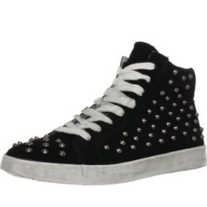 SOLD Steve Madden Black Twynkle Studded Black Suede Hi-Tops New Without Tags